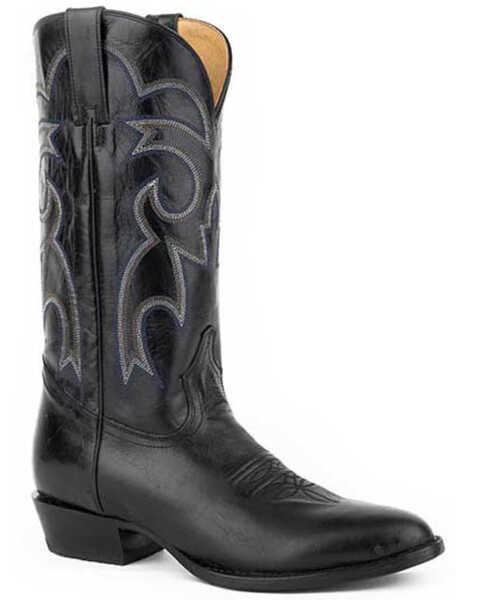 Roper Men's Parker Black Western Boots - Round Toe, Black, hi-res