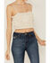Image #3 - Miss Me Women's Flower Embellished Cropped Tank, Cream, hi-res