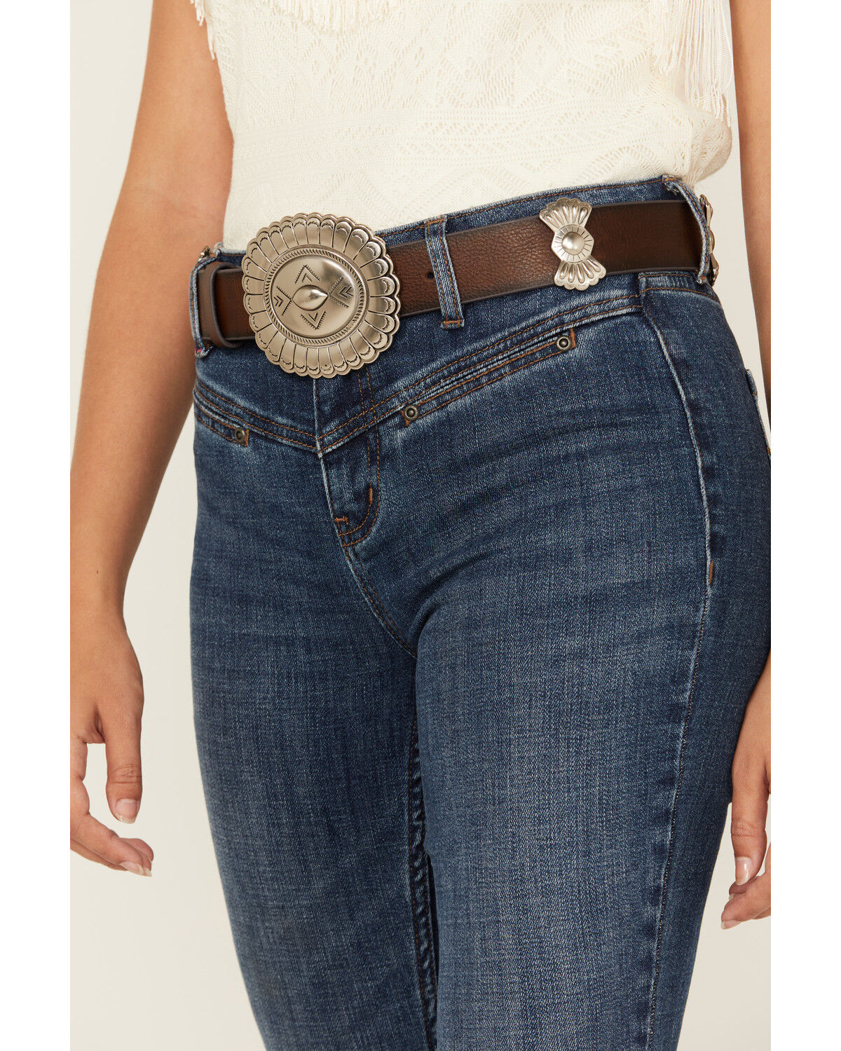Image #2 - Idyllwind Women's Leather Concho Belt, Brown, hi-res