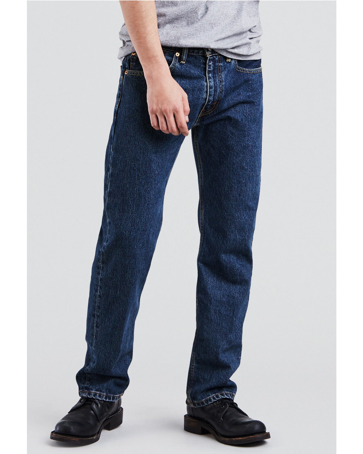 Image #2 - Levis Men's 505 Dark Stonewash Straight Fit Jeans, Indigo, hi-res