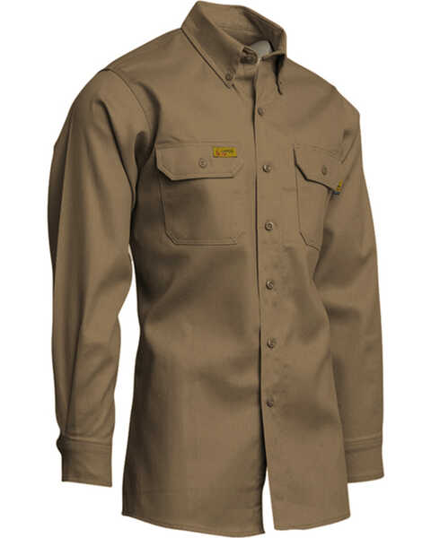 Image #2 - Lapco Men's FR 6oz. Gold Label Long Sleeve Button Down Uniform Shirt - Big & Tall, Beige/khaki, hi-res