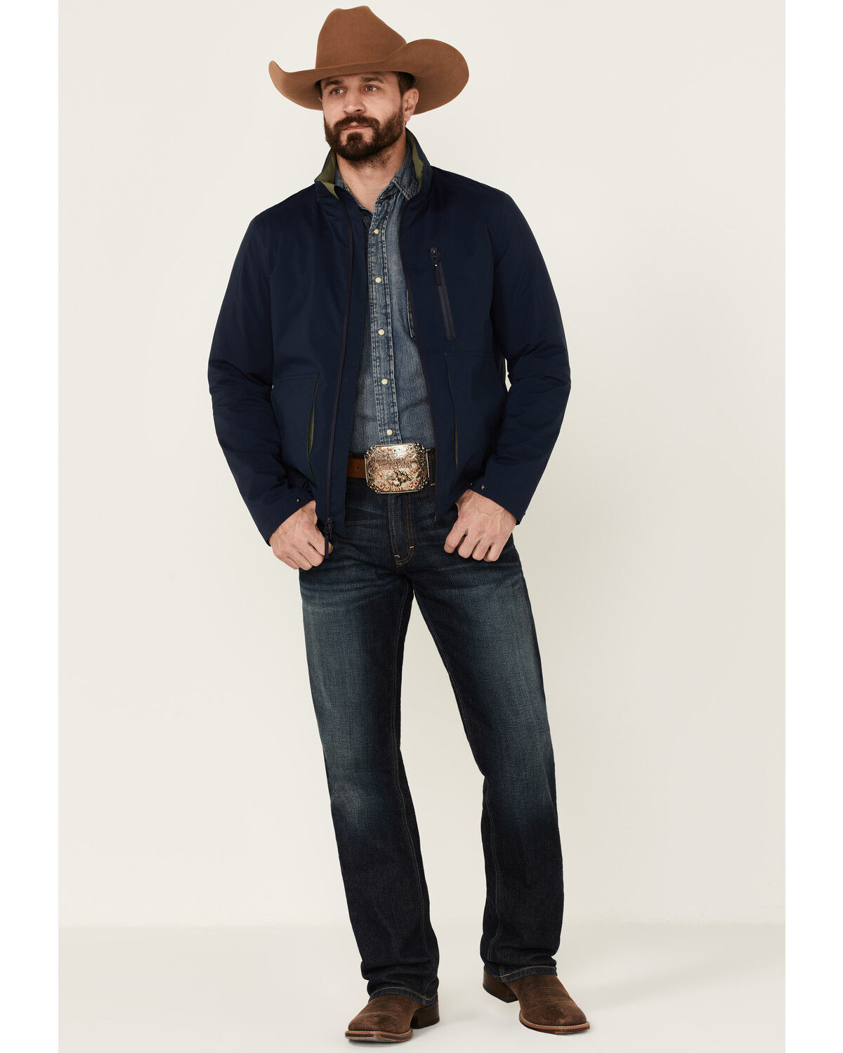 Image #2 - Pendleton Men's Solid Outdoorsman Zip-Front Wind Breaker Jacket, Navy, hi-res