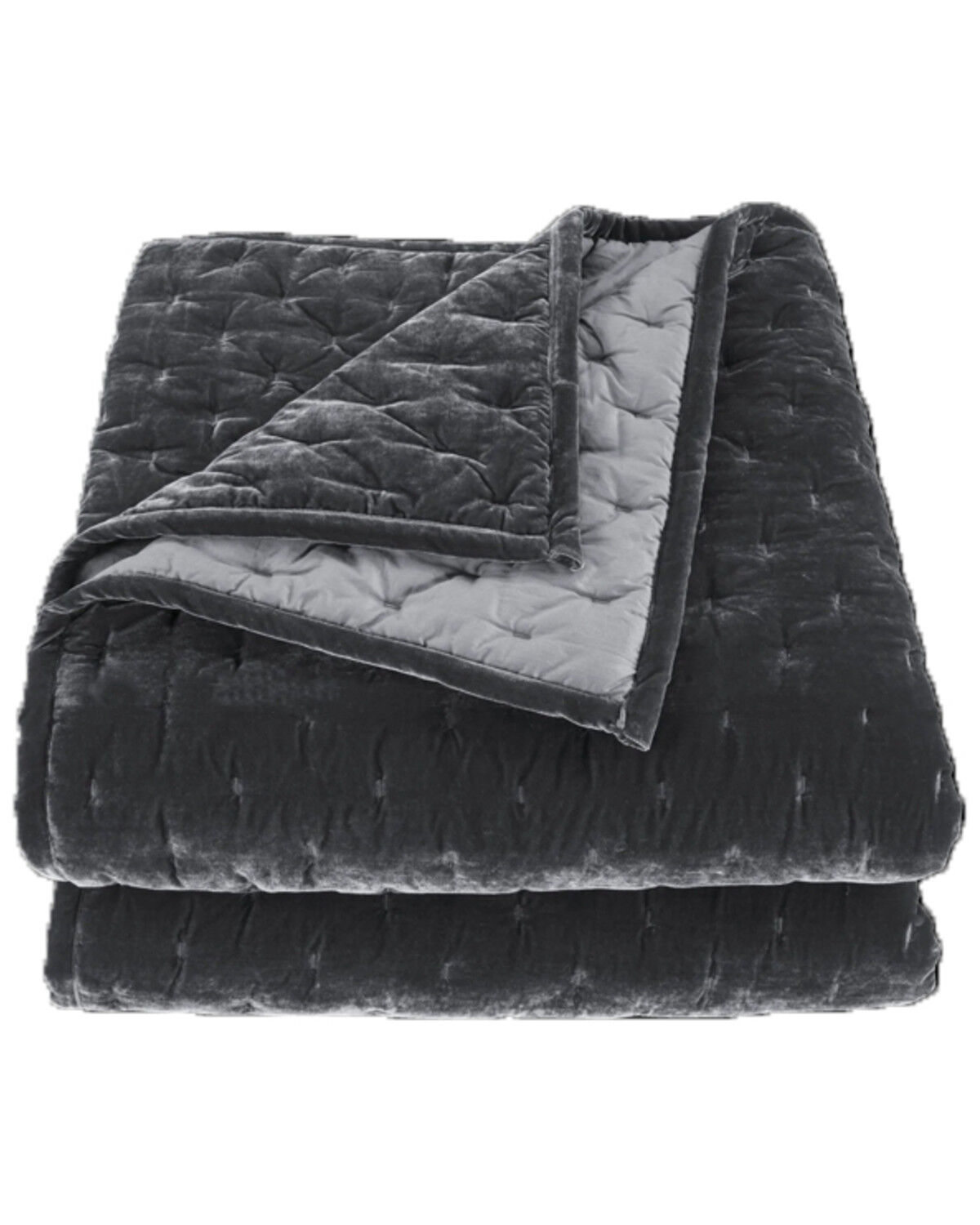 Image #2 - HiEnd Accents Slate Stella Faux Silk Velvet 3-Piece Queen Quilt Set, Slate, hi-res