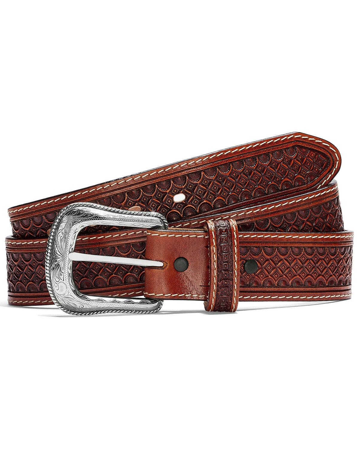 Leegin Men's Diamondback Western Belt, Brown, hi-res