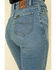Lee Women's Medium Blue High Rise Button Front Flare Jeans, Blue, hi-res