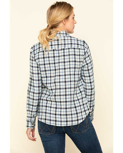Image #2 - Dovetail Workwear Women's Plaid Print Long Sleeve Button Down Givens Work Shirt , Indigo, hi-res