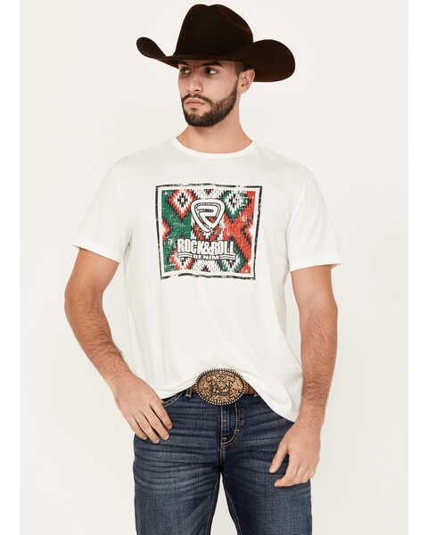 Image #1 - Rock & Roll Denim Men's Mexico Logo Short Sleeve Graphic T-Shirt , White, hi-res
