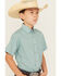 Image #2 - Wrangler Riata Boys' Plaid Print Short Sleeve Button-Down Western Shirt, Teal, hi-res