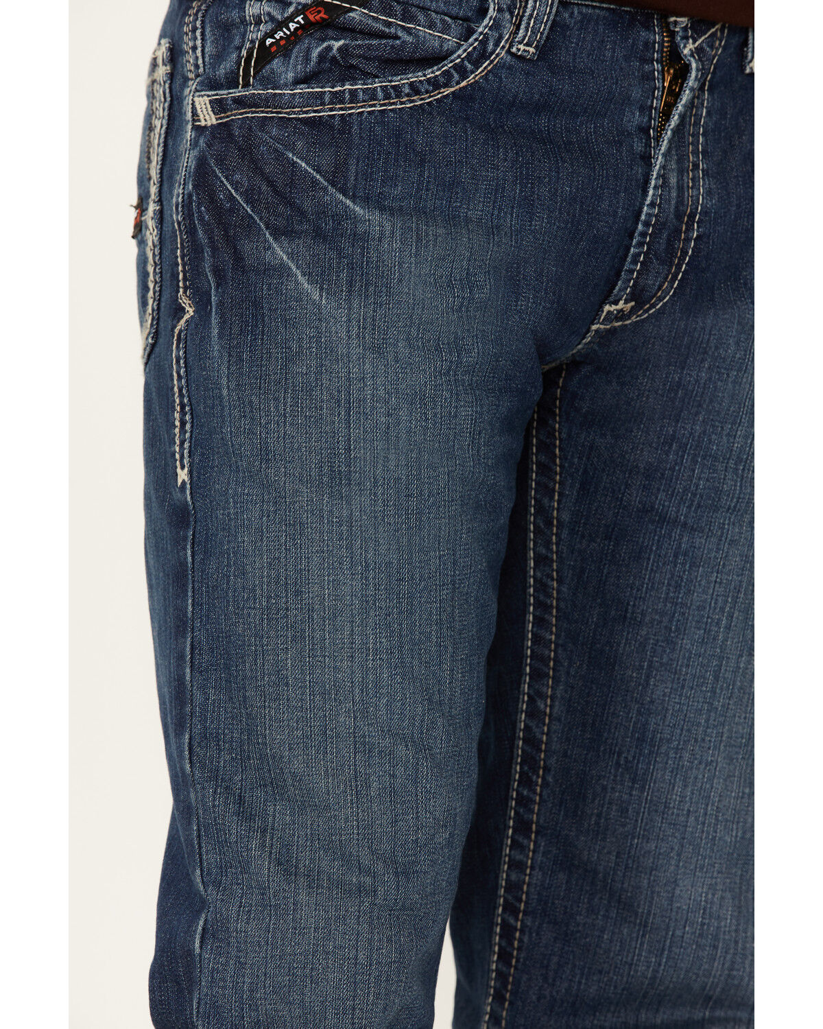 Image #2 - Ariat Men's FR M4 Boundary Medium Wash Low Rise Relaxed Bootcut Work Jeans - Big, Bronze, hi-res