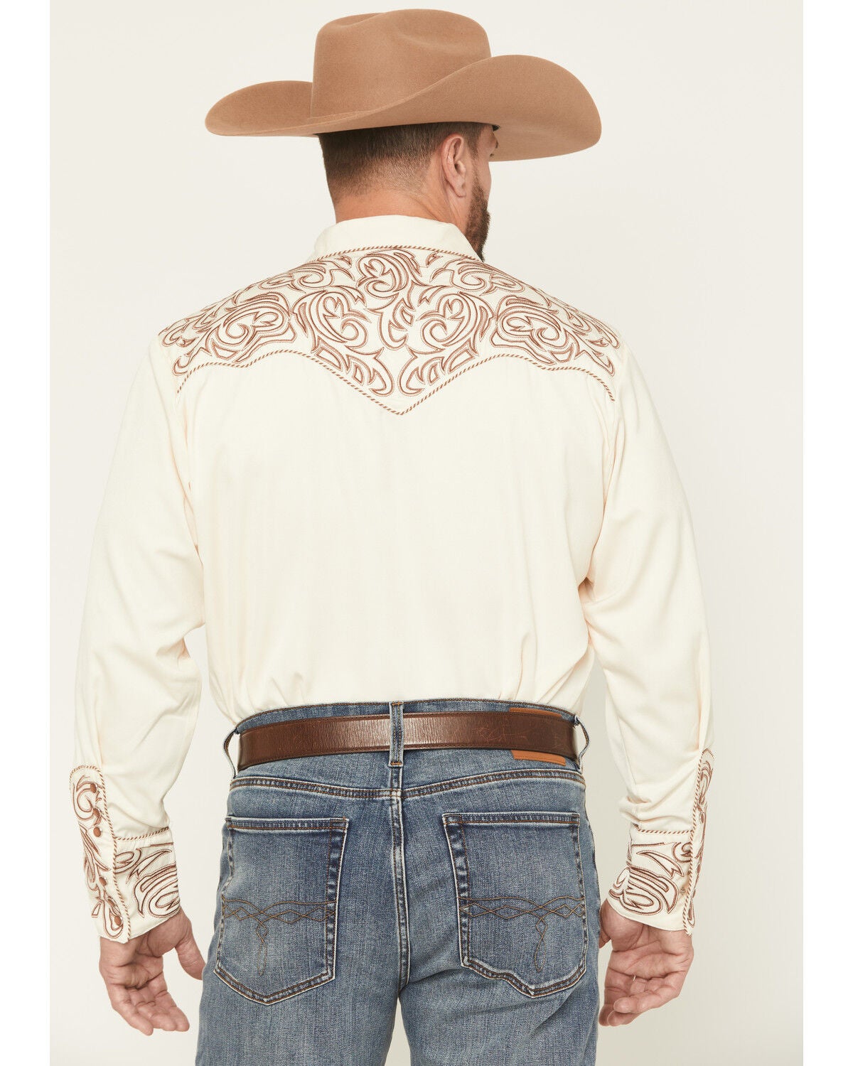 Image #4 - Scully Men's Solid Long Sleeve Pearl Snap Western Shirt - Big, Cream, hi-res
