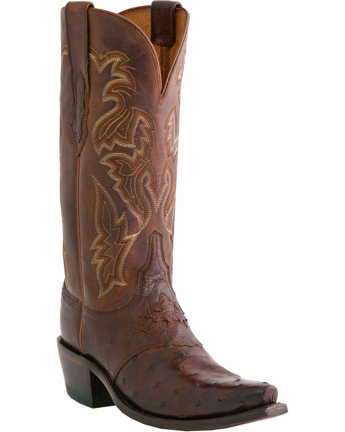 Image #1 - Lucchese Women's Handmade Augusta Full Quill Ostrich Western Boots - Snip Toe, Sienna, hi-res