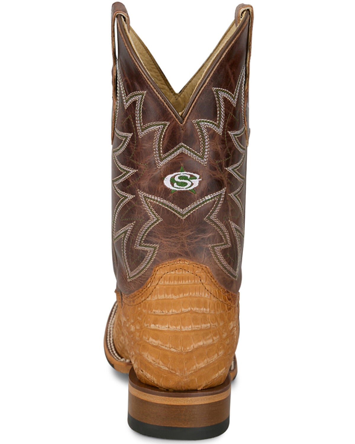 Image #5 - Justin Men's San Antone Exotic Caiman Western Boots - Broad Square Toe, Brown, hi-res