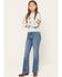 Image #1 - Wrangler Girls' Dark Wash Bootcut Stretch Denim Jeans, Dark Wash, hi-res
