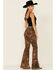 Image #4 - Ranch Dress'n Women's High Rise Floral Flare Jeans , Tan, hi-res
