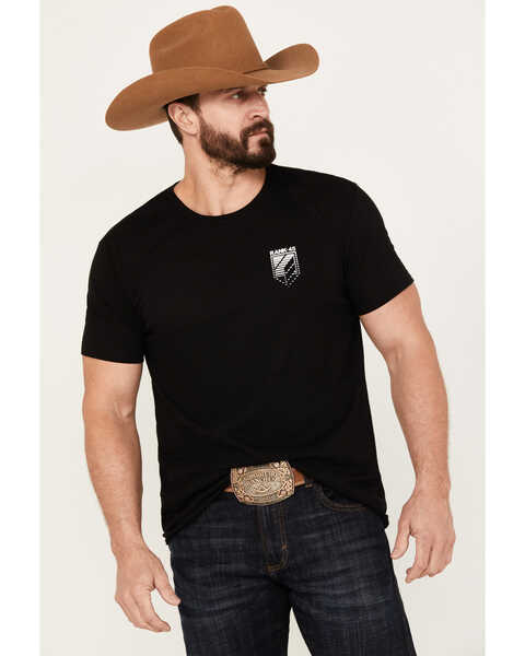 RANK 45® Men's Bronco Coral Short Sleeve Graphic T-Shirt, Black, hi-res