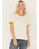 Image #1 - Wrangler Women's Logo Graphic Ringer Graphic Tee, Ivory, hi-res