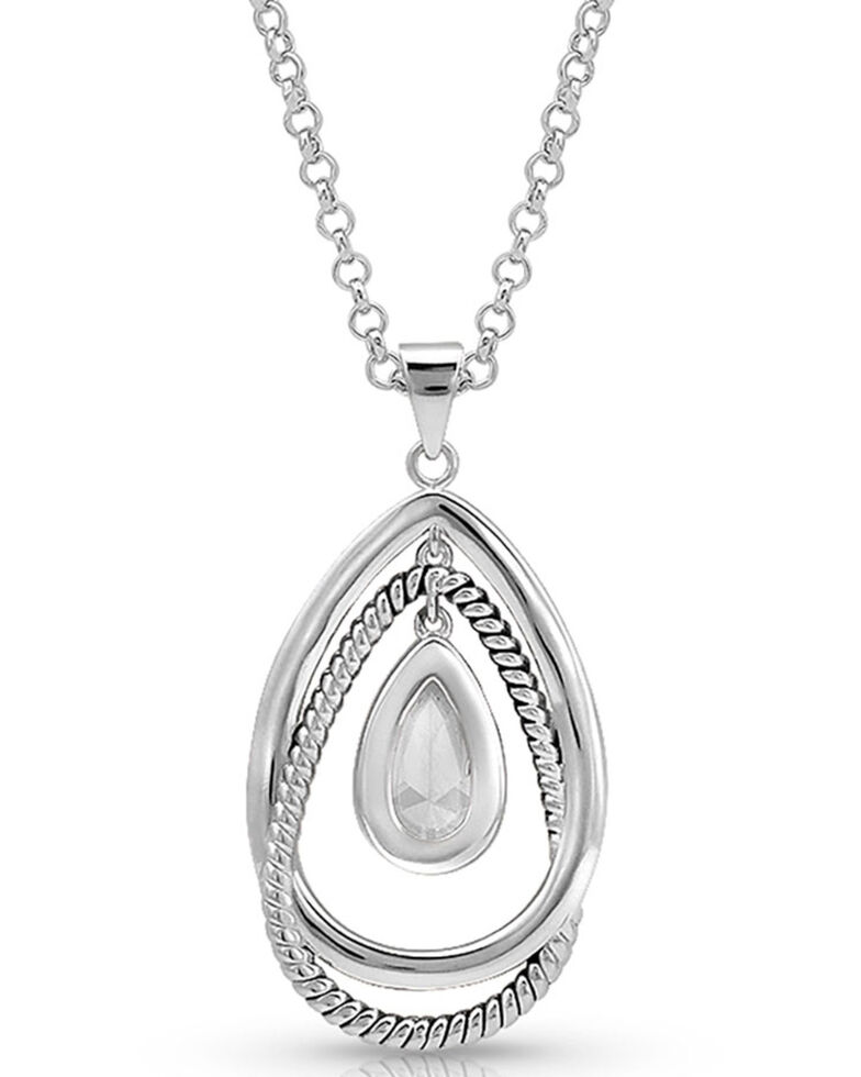 Montana Silversmiths Women's Opal Ribbons Teardrop Necklace, Silver, hi-res