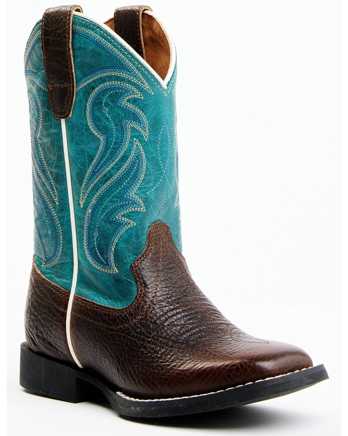 Image #1 - RANK 45® Boys' Connor Western Boots - Broad Square Toe, Blue, hi-res