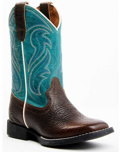 RANK 45 Boys' Connor Western Boots - Broad Square Toe , Blue, hi-res