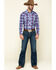 Rock & Roll Denim Men's Ombre Crinkle Plaid Long Sleeve Western Shirt , Blue, hi-res