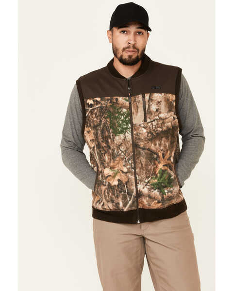 Wrangler ATG Men's All-Terrain Realtree Camo Fleece Zip-Front Bomber Vest, Camouflage, hi-res