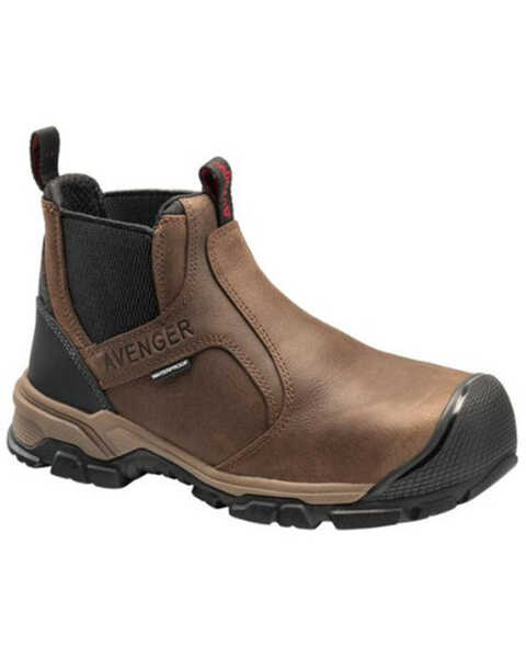 Avenger Men's Ripsaw Romeo Waterproof Pull On Chelsea Work Boots - Alloy Toe, Brown, hi-res