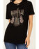 Image #3 - Bohemian Cowgirl Women's Nashville Leopard Guitar Destructed Short Sleeve Graphic Tee, Black, hi-res