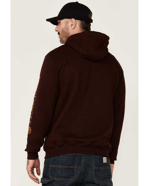 Image #4 - Carhartt Men's Loose Fit Midweight Logo Sleeve Graphic Hooded Sweatshirt, Wine, hi-res