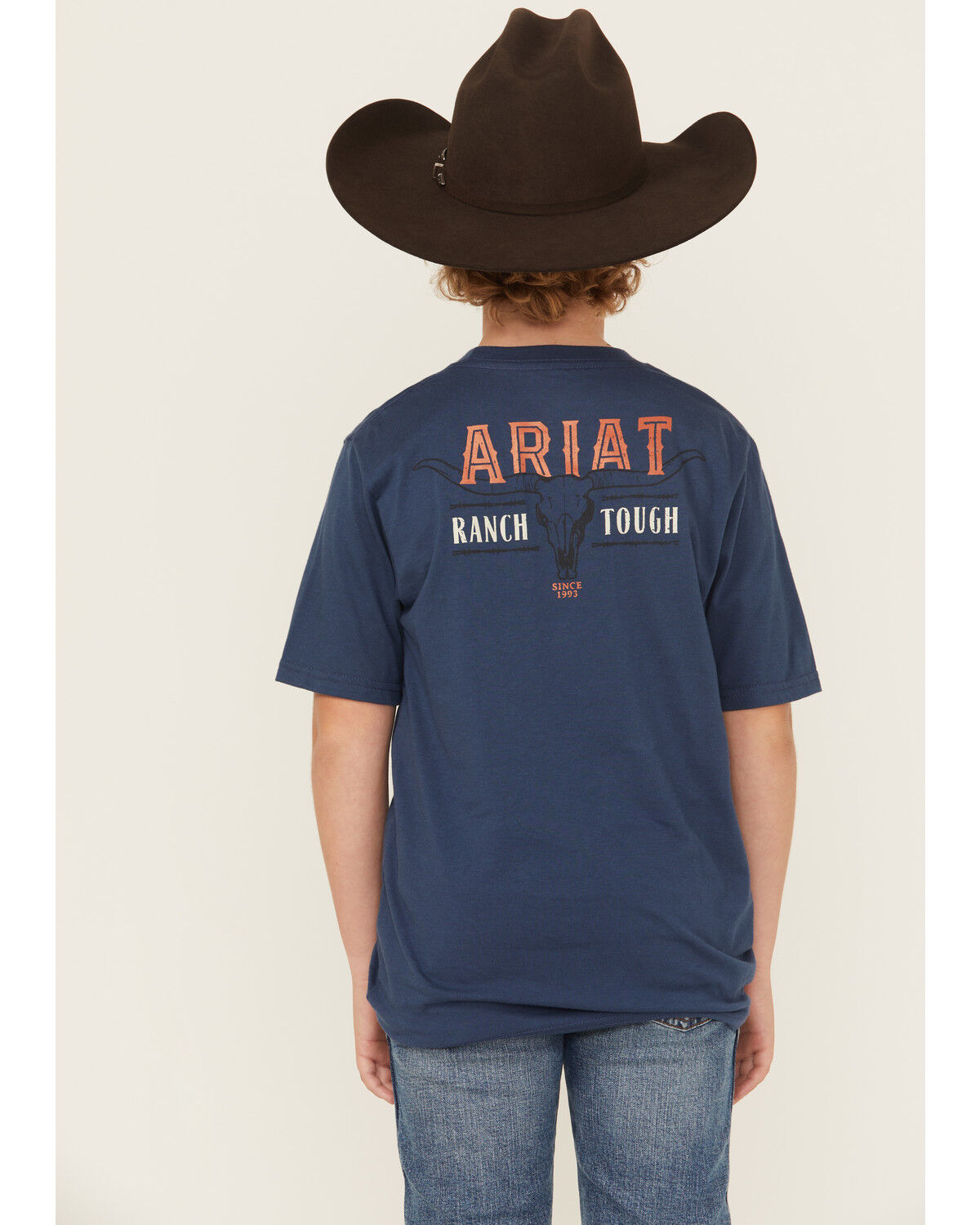 Image #4 - Ariat Boys' Ranch Logo Short Sleeve Graphic T-Shirt, Navy, hi-res