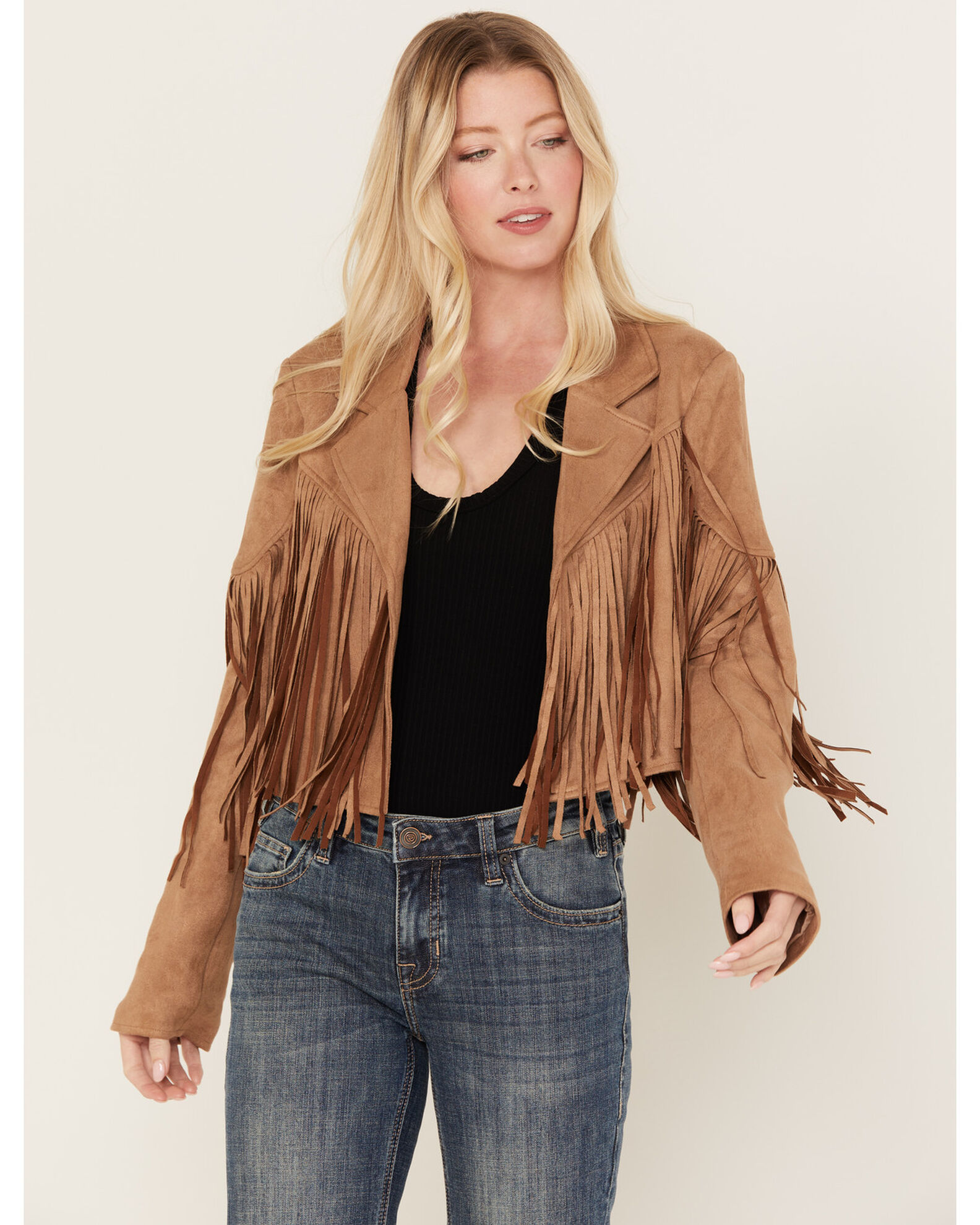 Cropped fringe jacket hot sale