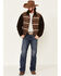 Cripple Creek Men's Brown Horizontal Pattern Snap Front Bomber Jacket , Brown, hi-res