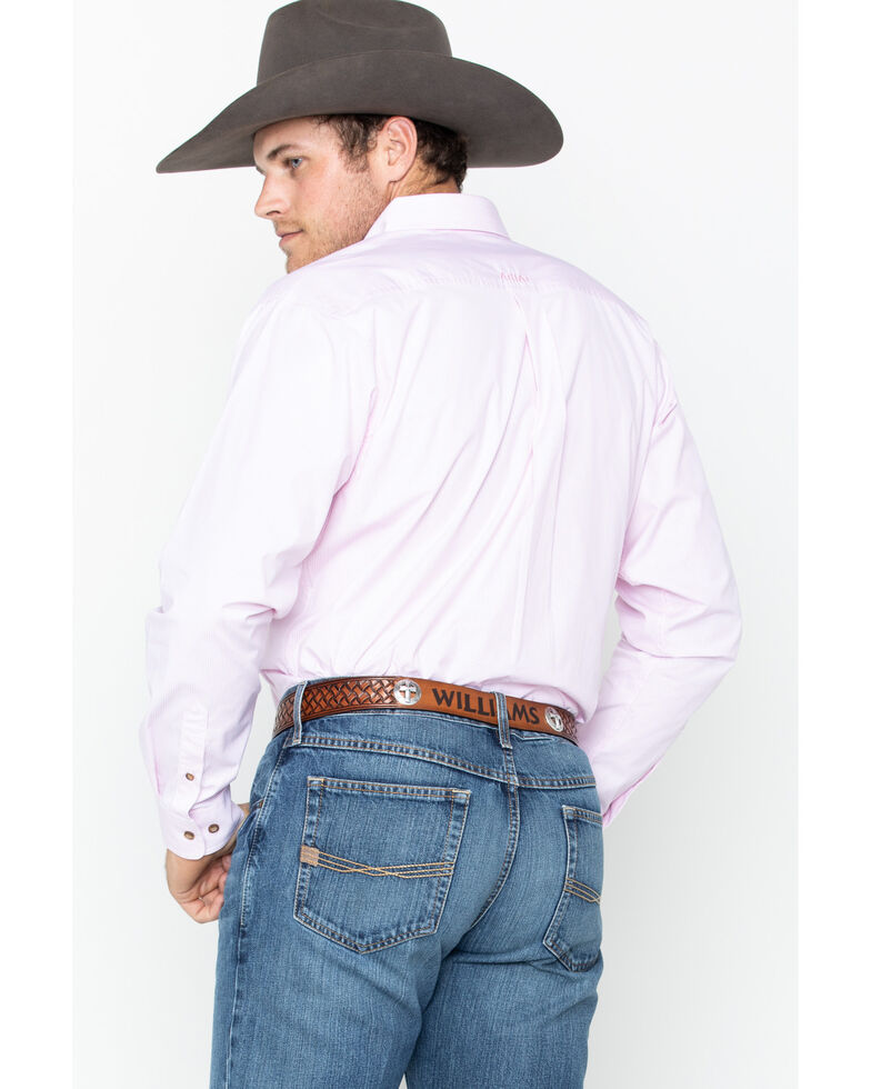 Ariat Men's Pink Dayne Mini Striped Long Sleeve Shirt - Big & Tall , Pink, hi-res