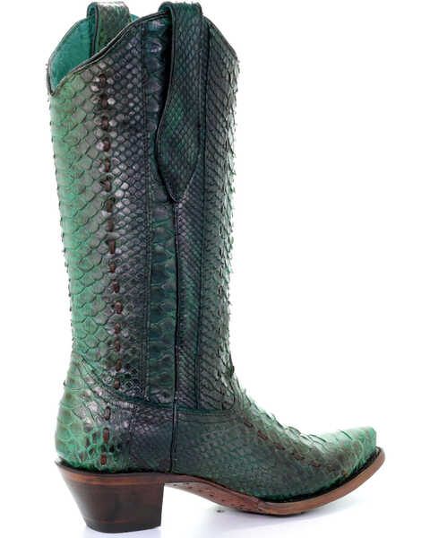 Image #7 - Corral Women's Full Python Woven Western Boots - Snip Toe, Turquoise, hi-res