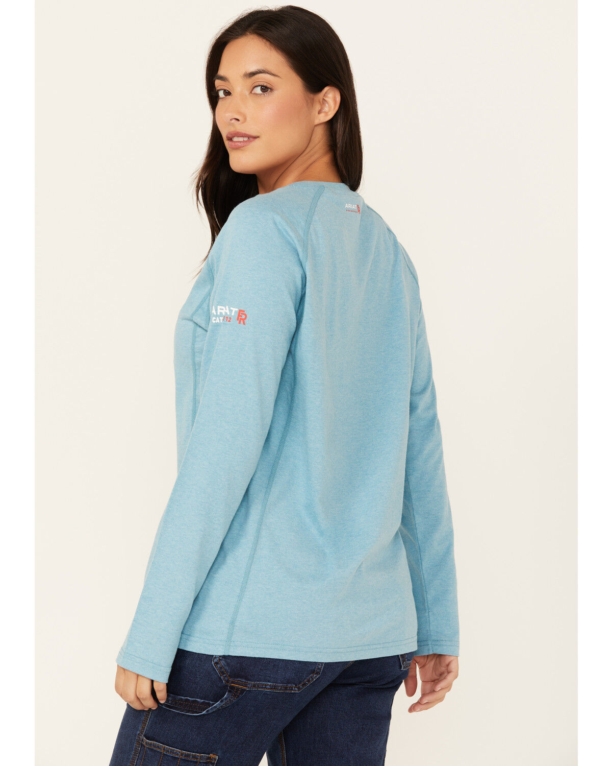 Image #4 - Ariat Women's FR Air Crew Long Sleeve Work Shirt, Blue, hi-res