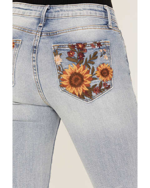 Image #4 - Driftwood Women's Light Wash High Rise Falling Sunflower Flare Jeans, , hi-res