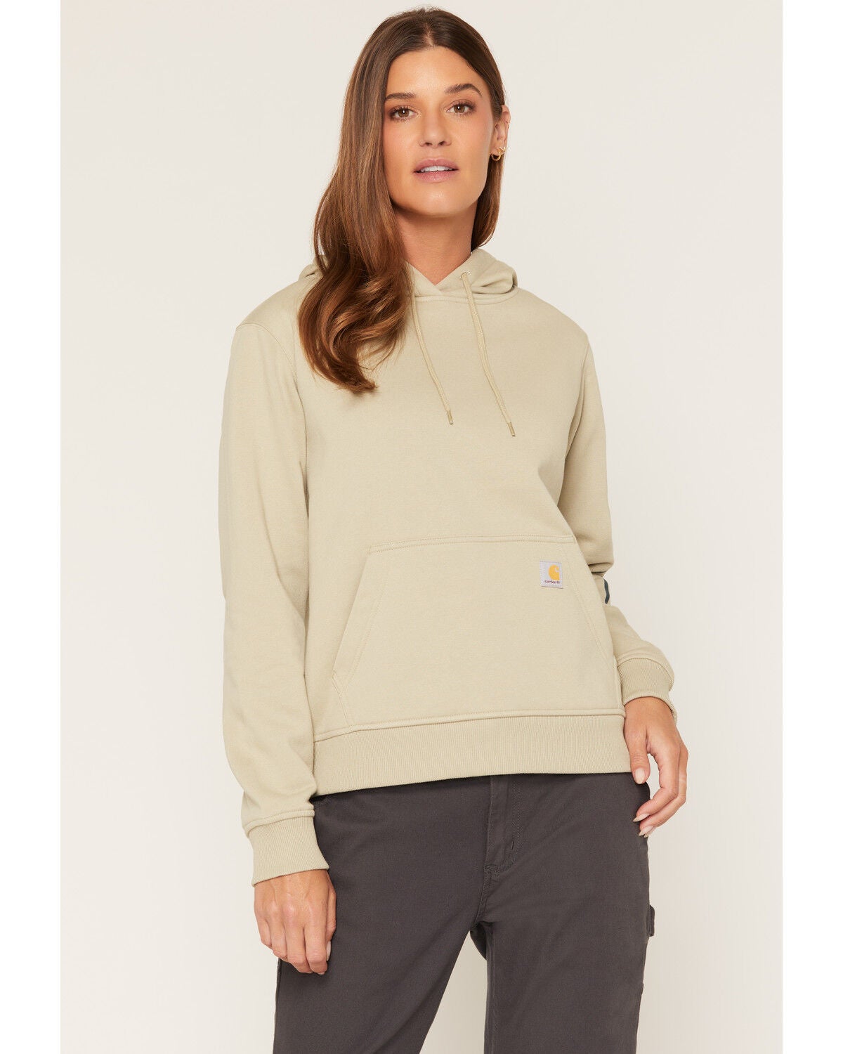 Carhartt Women's Sawyer Script Midweight Relaxed Fit Hoodie, Light Green, hi-res