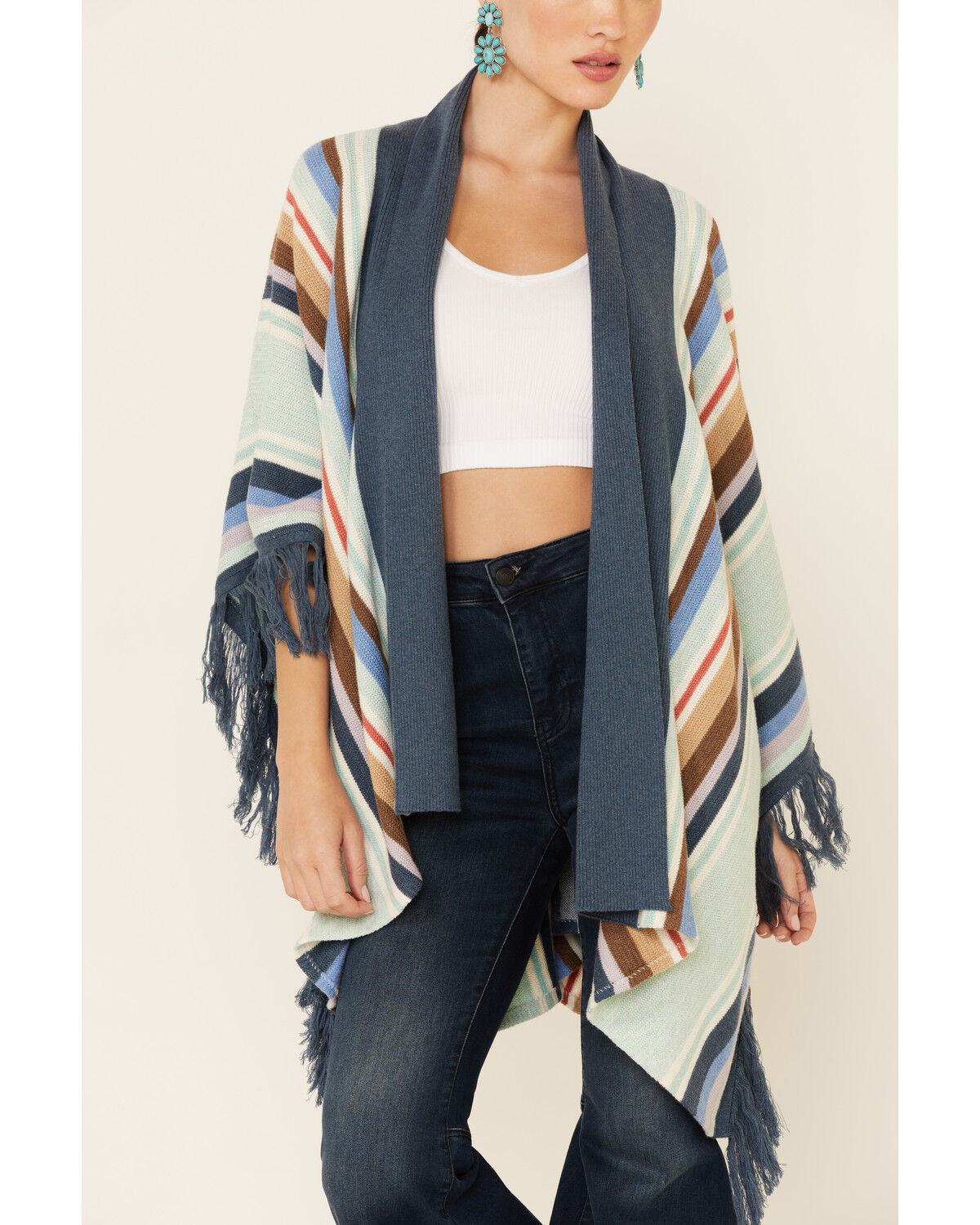 Image #3 - Tasha Polizzi Women's Topaz Ventura Serape Kimono Cardigan, Blue, hi-res