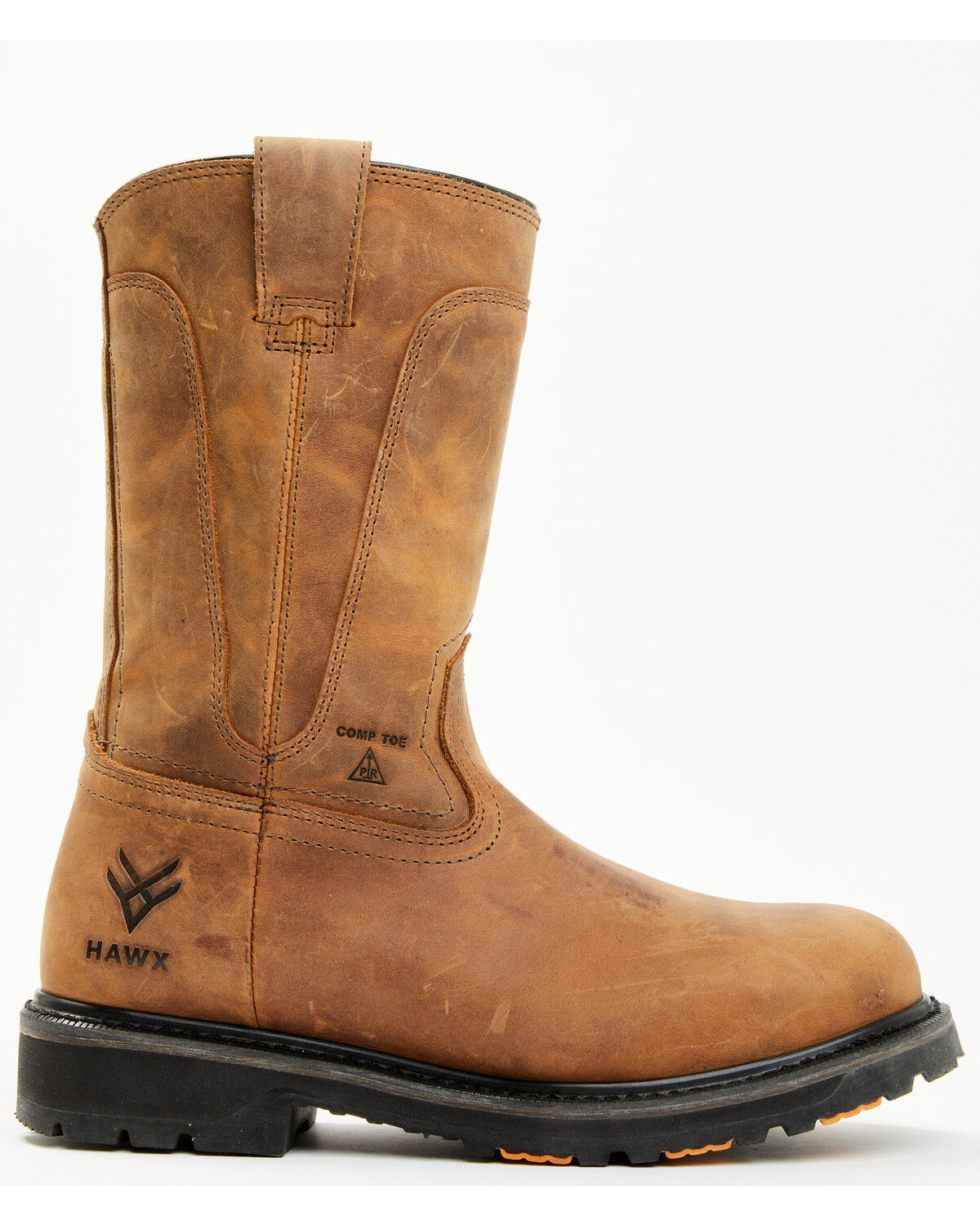 Image #2 - Hawx Men's 11" Industrial Wellington Work Boots - Composite Toe, Brown, hi-res