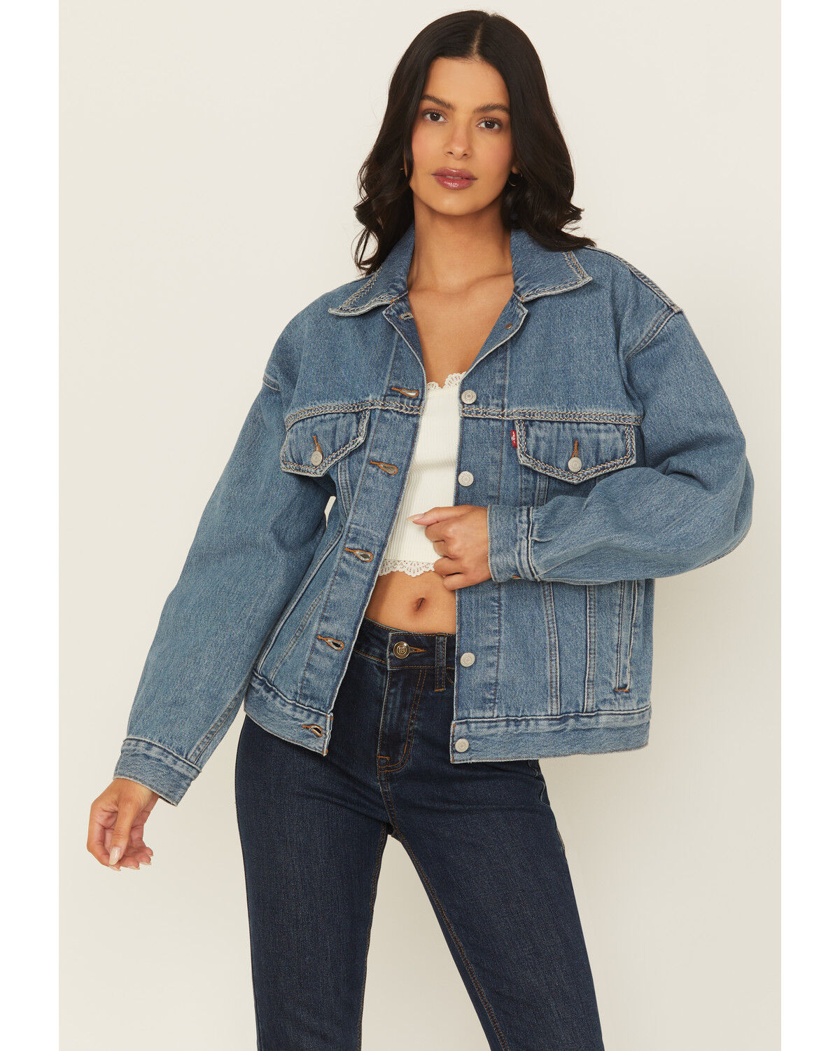 Image #1 - Levi's Women's Switch Stitch Medium Wash 90s Trucker Jacket, Medium Wash, hi-res