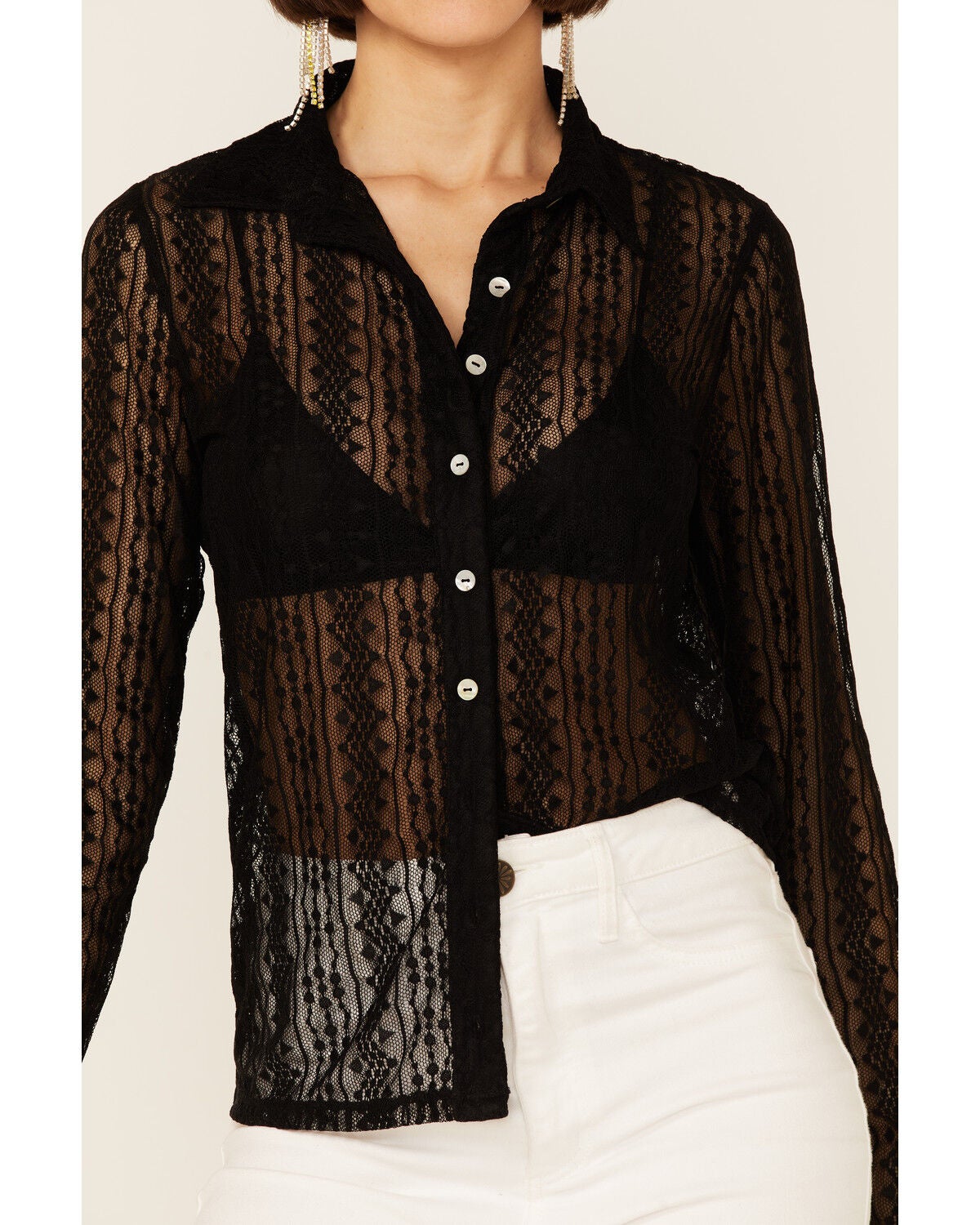 Wild Moss Women's Lace Button Front 