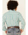 Panhandle Select Boys' Emerald Check Plaid Long Sleeve Western Shirt , Green, hi-res