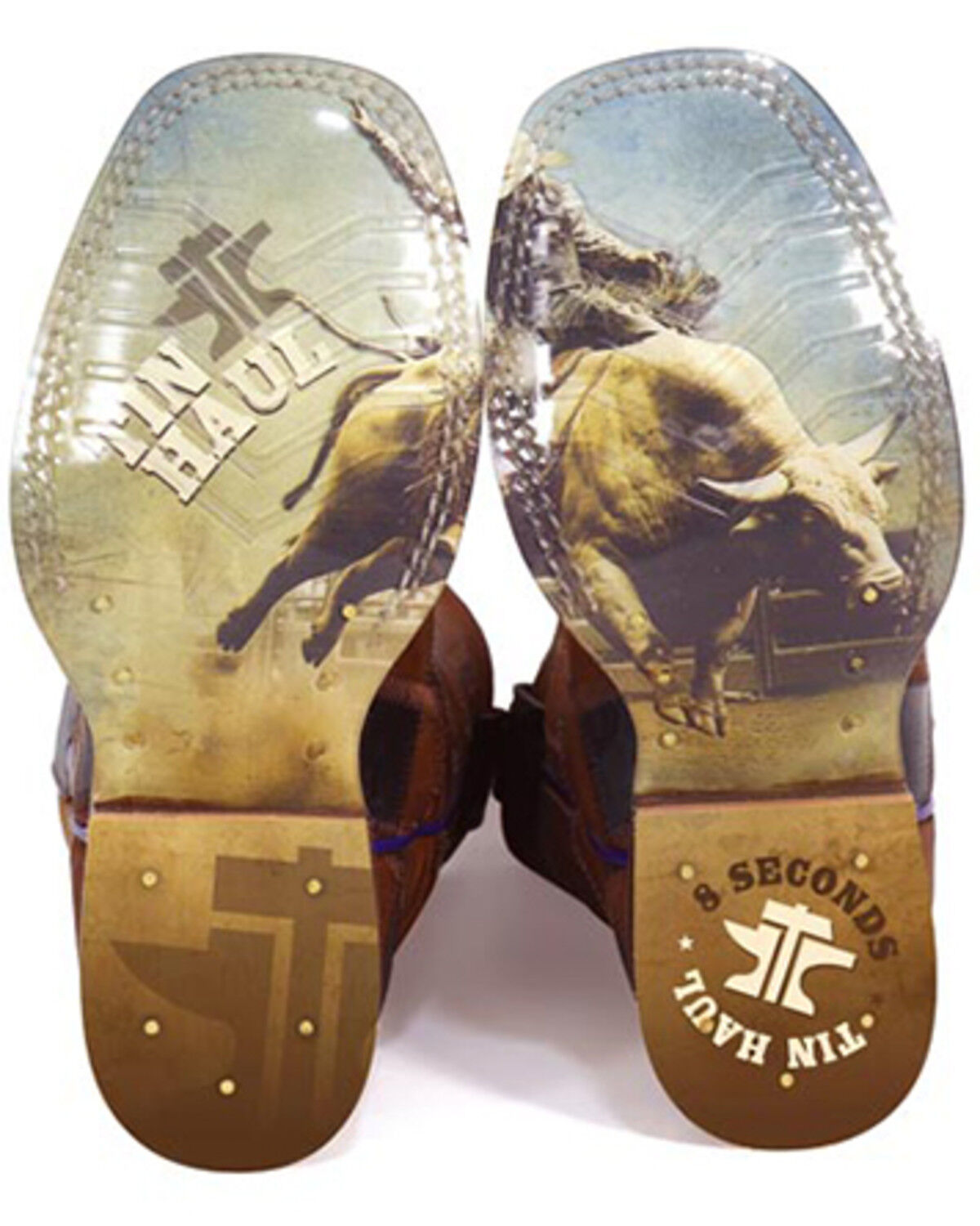 Image #2 - Tin Haul Boys' Check It Out Western Boots - Broad Square Toe, Brown, hi-res