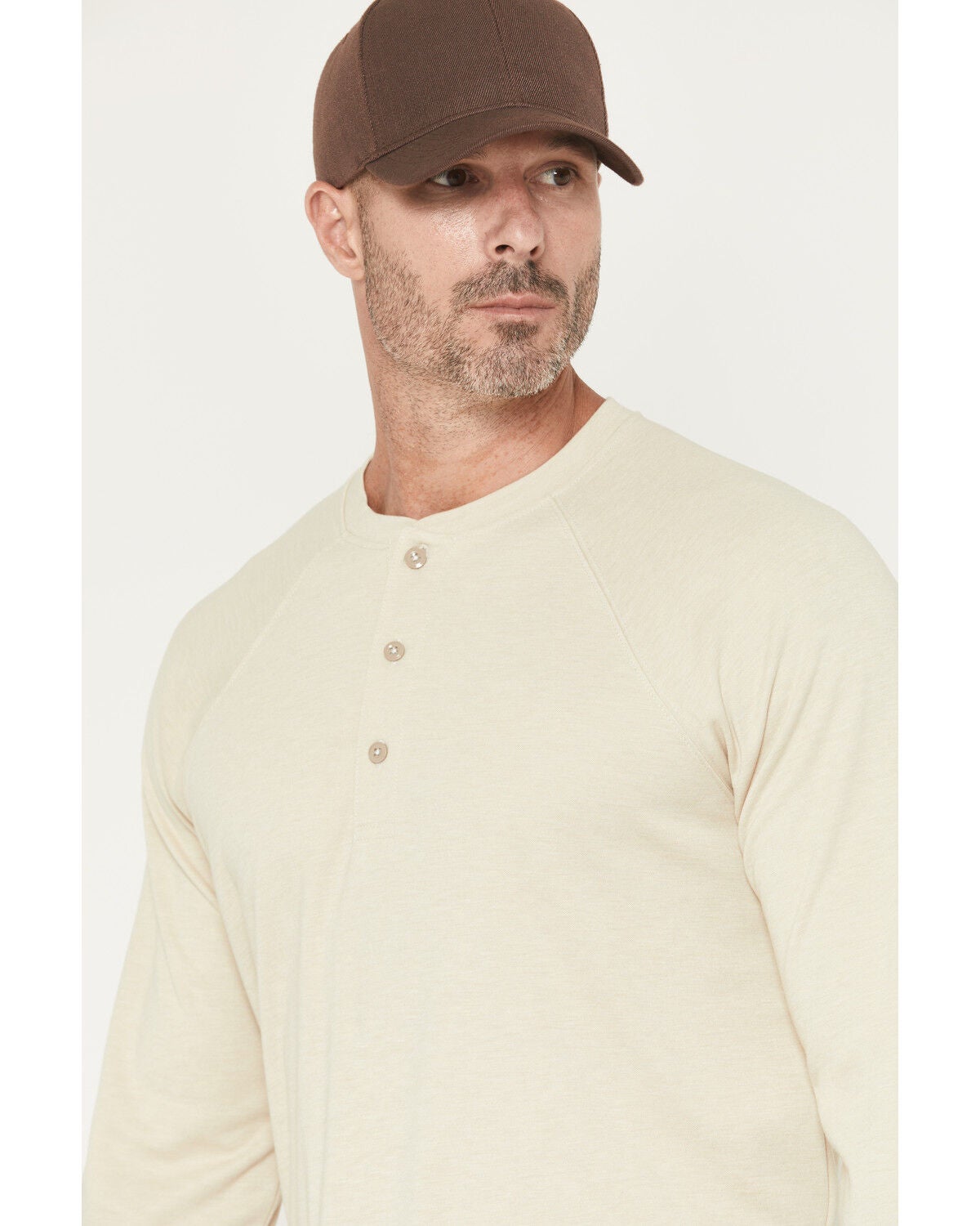 Image #2 - Cody James Men's FR Solid Raglan Henley Long Sleeve Shirt, Khaki, hi-res