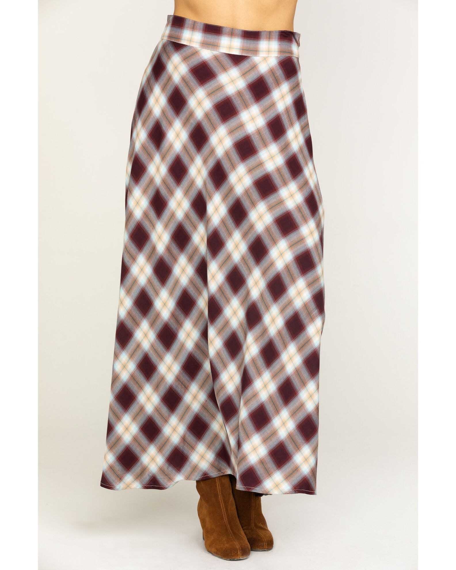 Ladies plaid maxi skirt online
