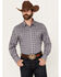 Image #1 - Wrangler Men's Wrinkle Resistant Plaid Print Long Sleeve Snap Stretch Western Shirt, Dark Grey, hi-res