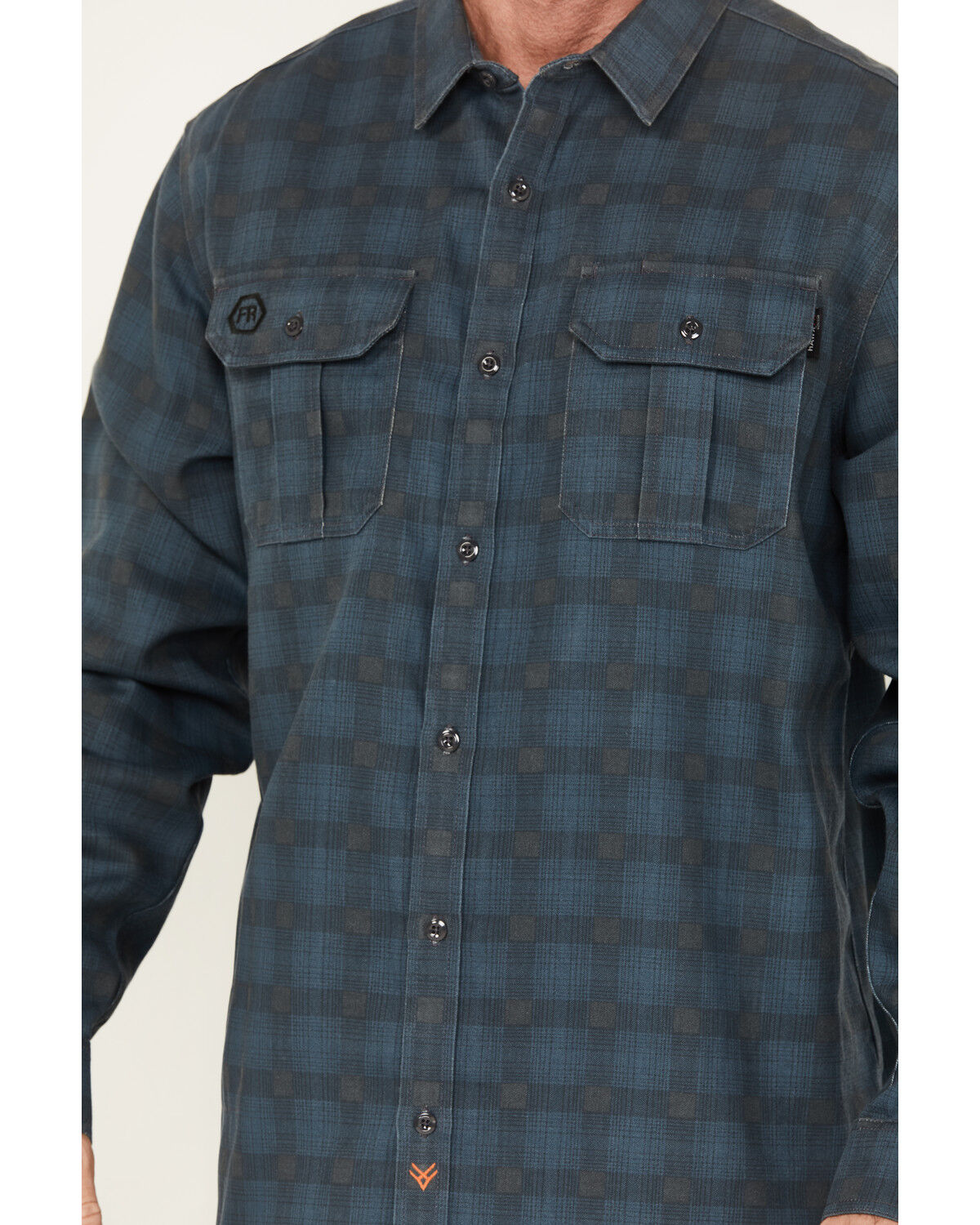 Image #3 - Hawx Men's FR Plaid Print Long Sleeve Button-Down Work Shirt, Slate, hi-res