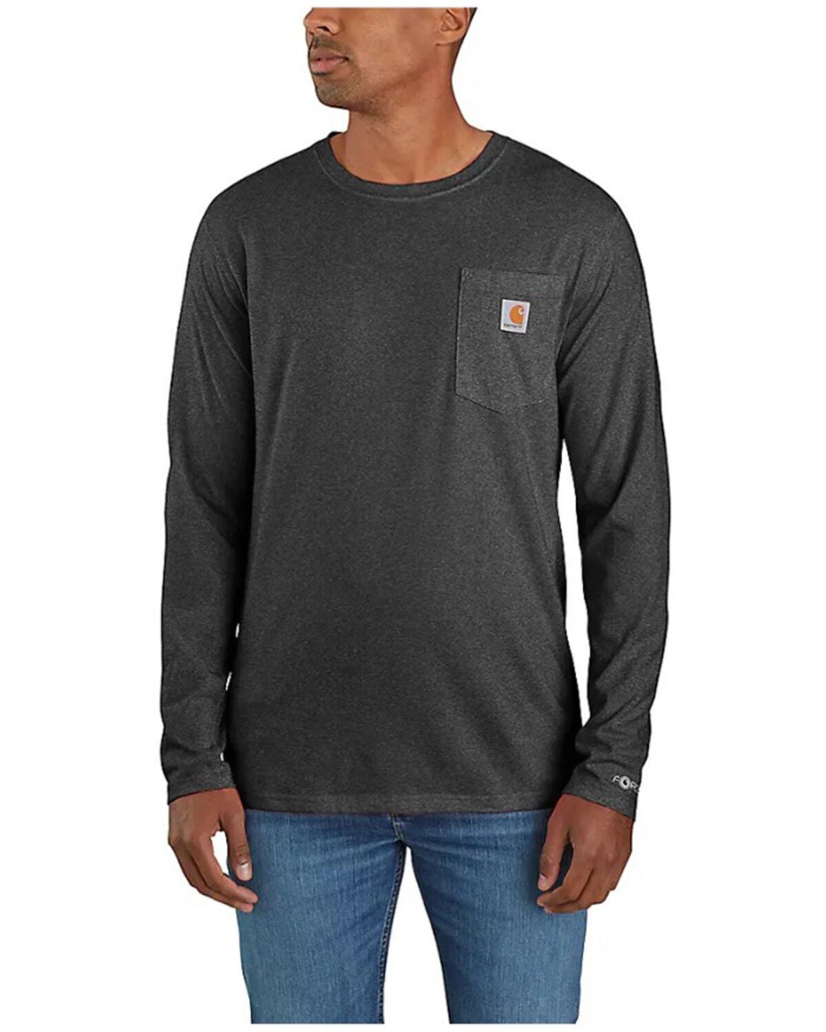 Carhartt Men's Force Relaxed Fit Midweight Long Sleeve Pocket T-Shirt - Big, Black, hi-res