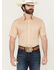 Image #1 - RANK 45® Men's Cowboy Co Geo Print Short Sleeve Button-Down Stretch Western Shirt, Camel, hi-res