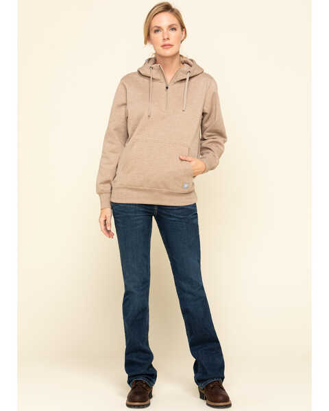 Image #6 - Ariat Women's Dark Oatmeal Heather Rebar Skill Set Zip Hooded Pullover, Oatmeal, hi-res