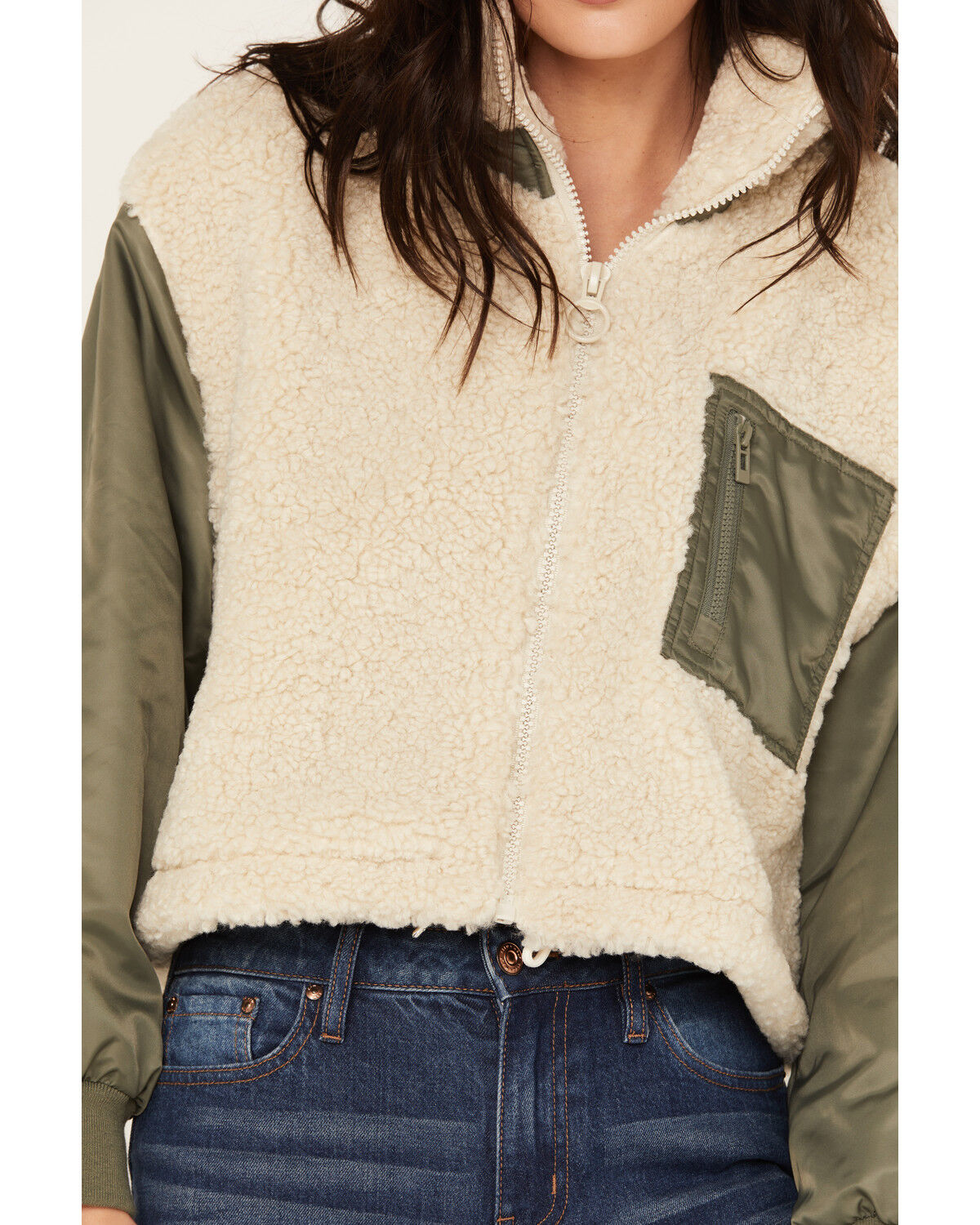 Image #3 - Cleo + Wolf Women's Zip-Up Cropped Jacket, Sand, hi-res